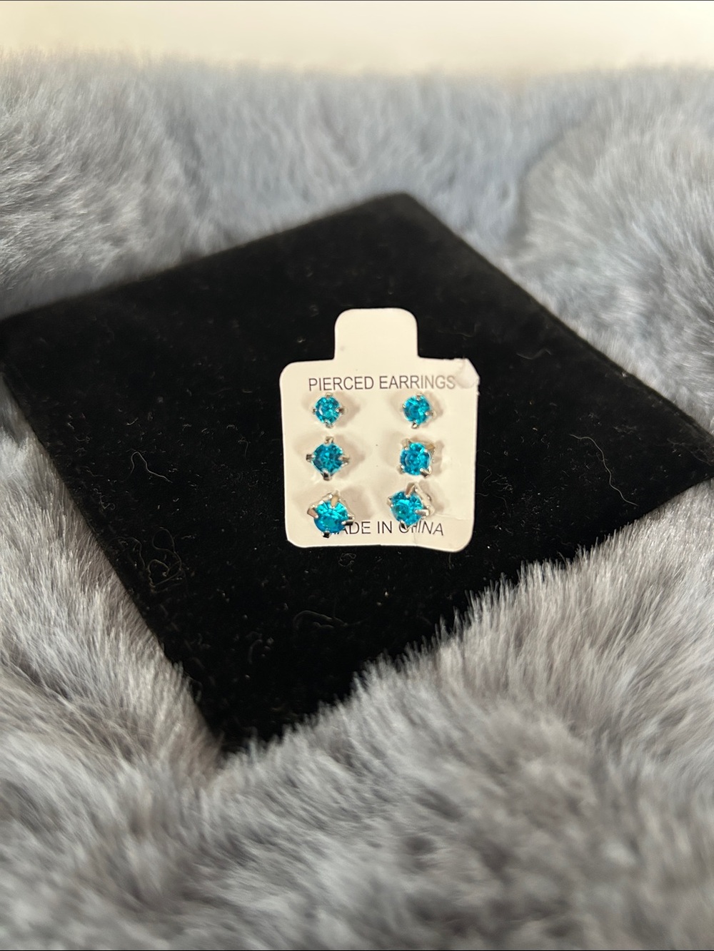 Turquoise Crystal Stud Earring Set - 3 Pairs